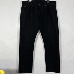 Polo Ralph Lauren Jeans Mens 34x30 Black Hampton Straight Leg Denim Distressed